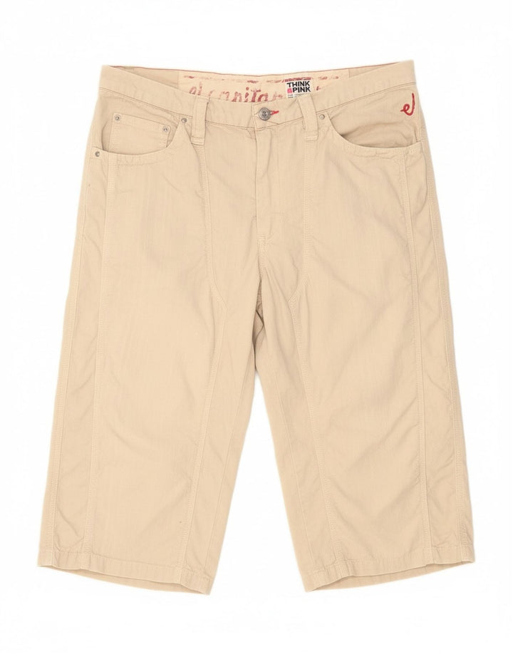 THINK PINK Bermuda masculina IT 50 grande W34 algodão bege