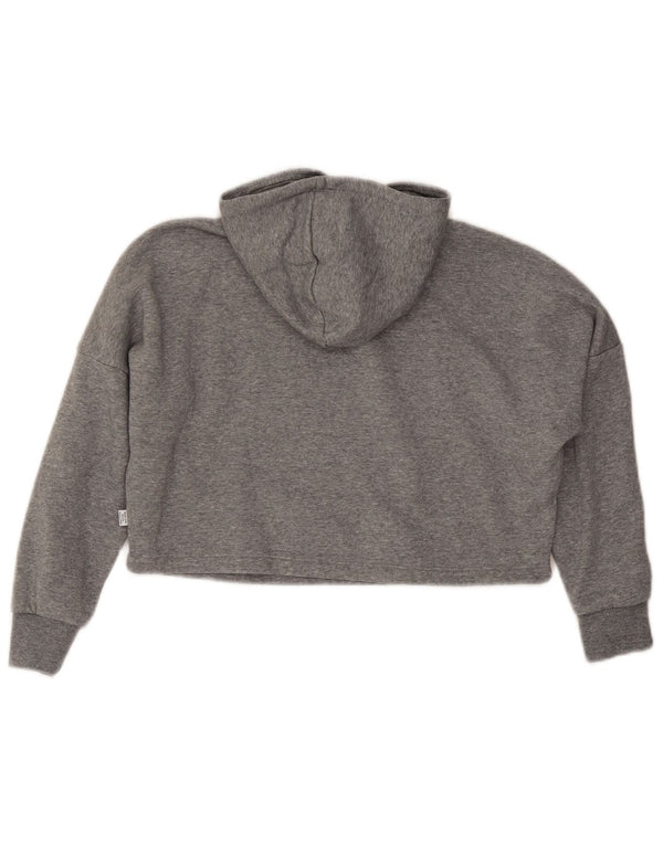 Suéter com capuz feminino Puma Graphic Crop 9-10 anos algodão cinza