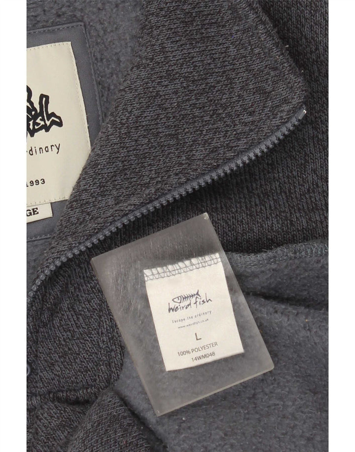 Moletom com capuz masculino Weird Fish com zíper grande poliéster manchado cinza