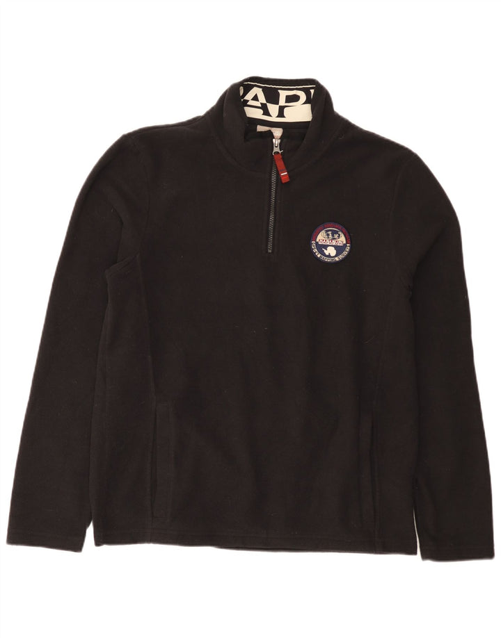 Suéter masculino de lã com zíper e gola Napapijri médio preto poliéster