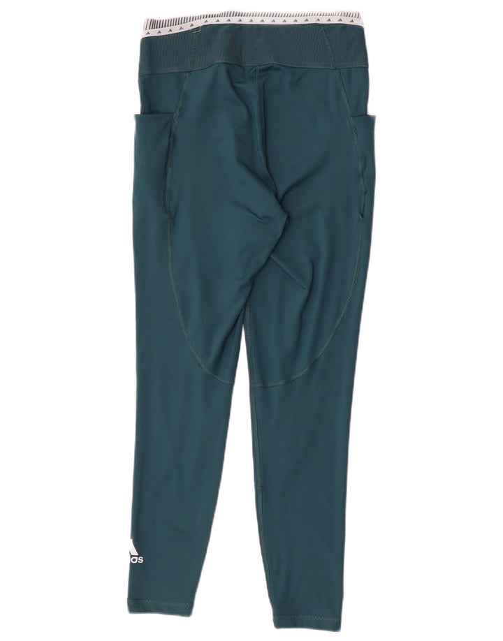 Adidas Womens Graphic Leggings UK 12/14 Médio Verde Colorblock Poliéster