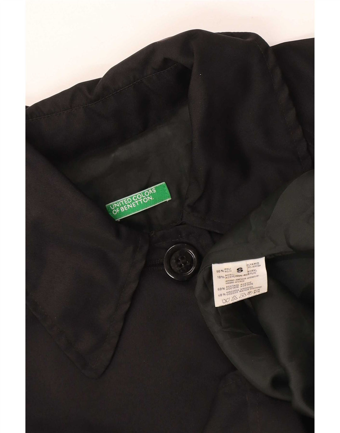 Sobretudo oversized feminino Benetton UK 10 pequeno poliamida preta