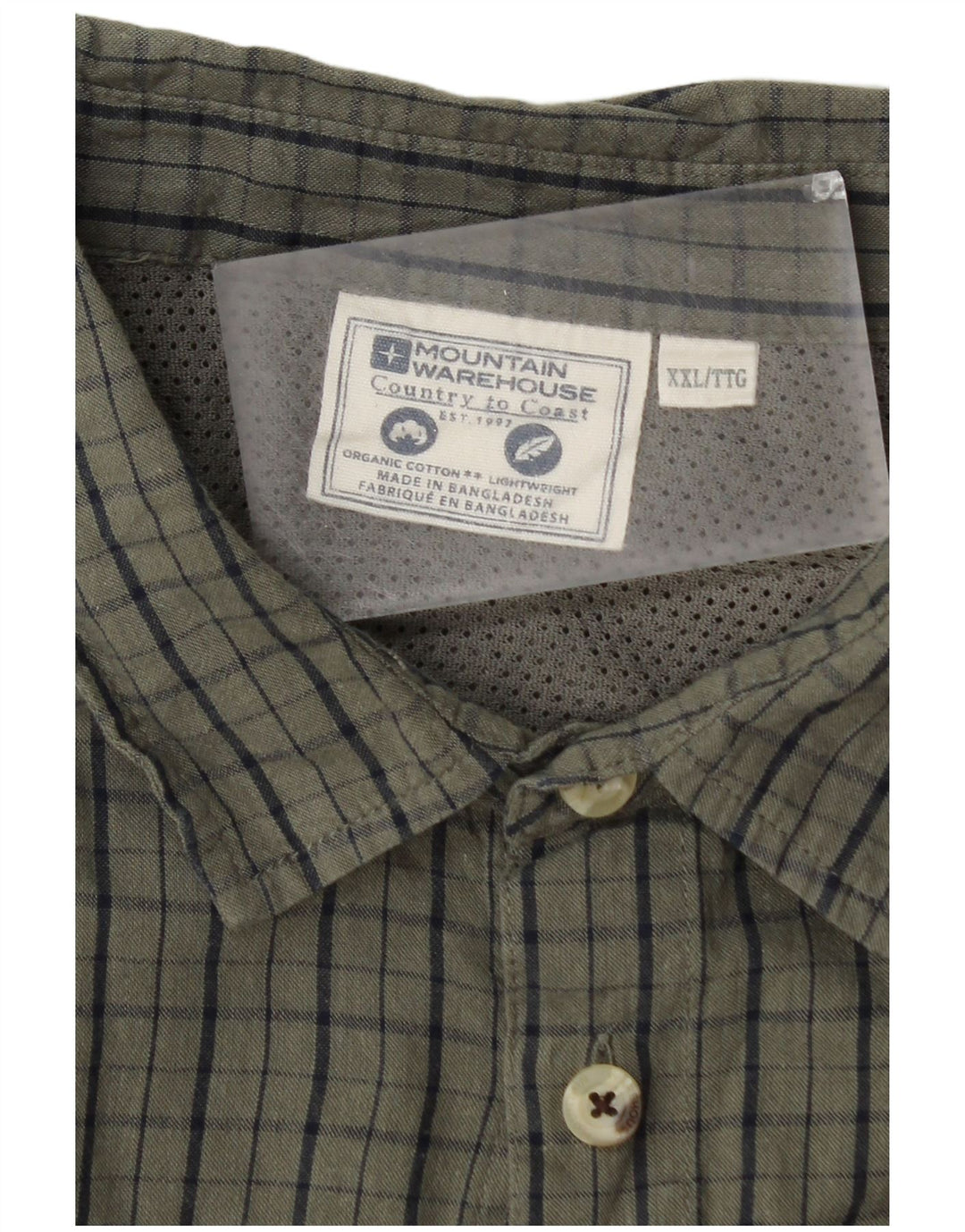 Camisa masculina de manga curta Mountain Warehouse 2XL verde xadrez
