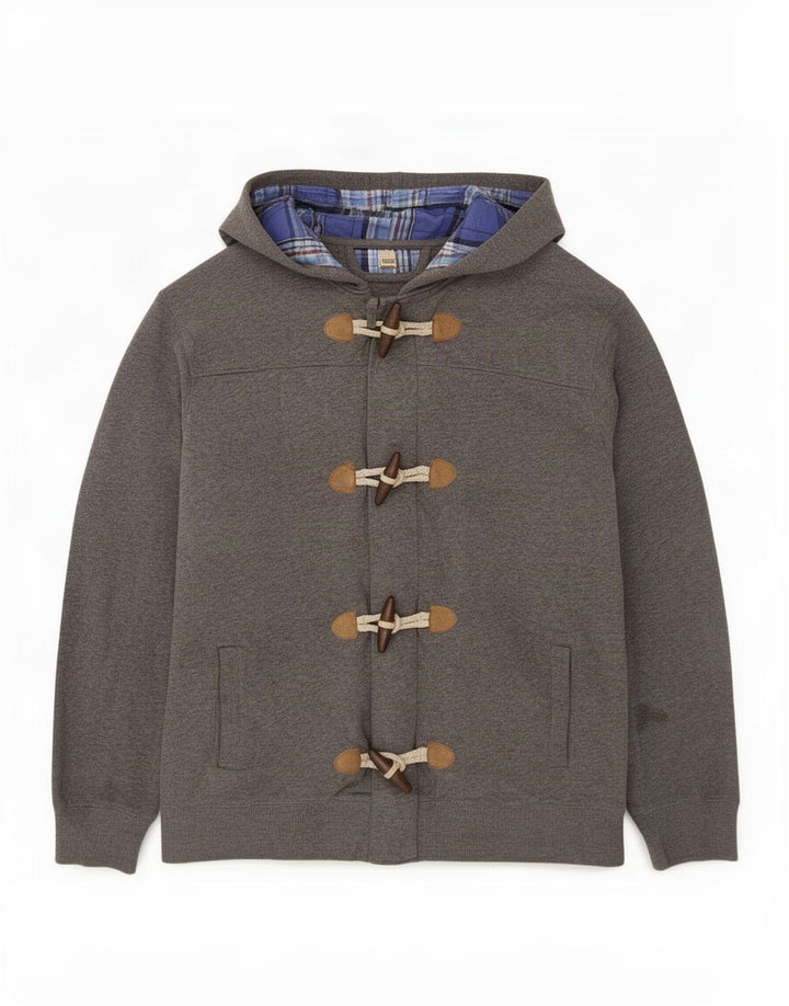 Suéter masculino Massimo Dutti com capuz e zíper grande cinza