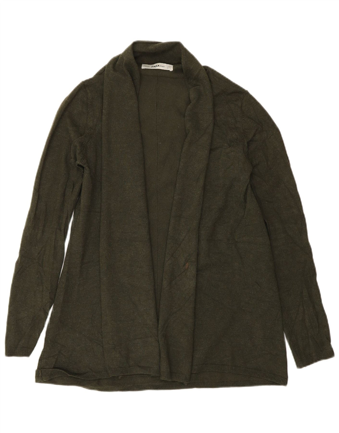 Zara Suéter Cardigan Aberto Feminino Reino Unido 12 Viscose Verde Médio