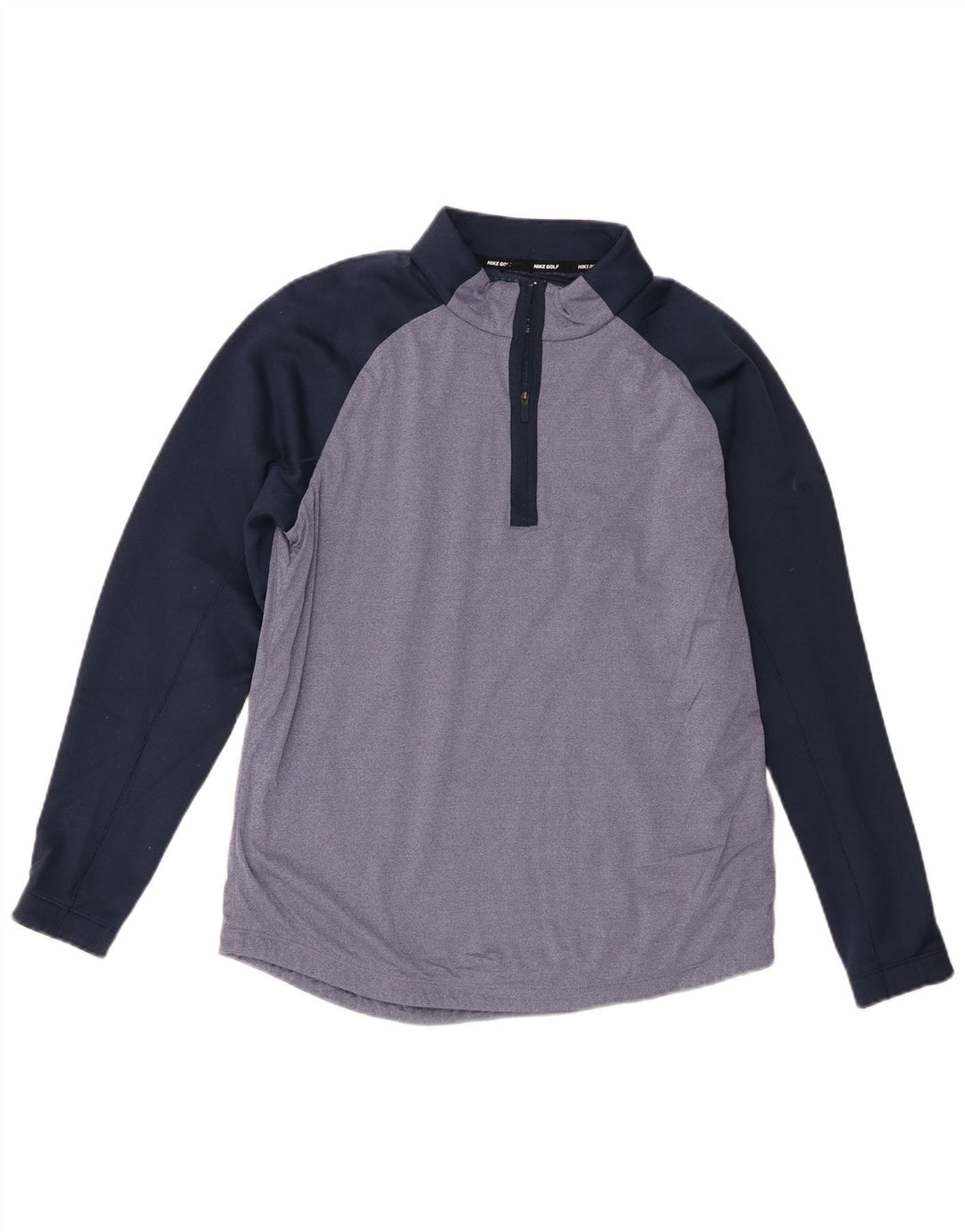 Nike Mens Golf Zip Neck Pullover Treino Top Médio Azul Marinho Colourblock
