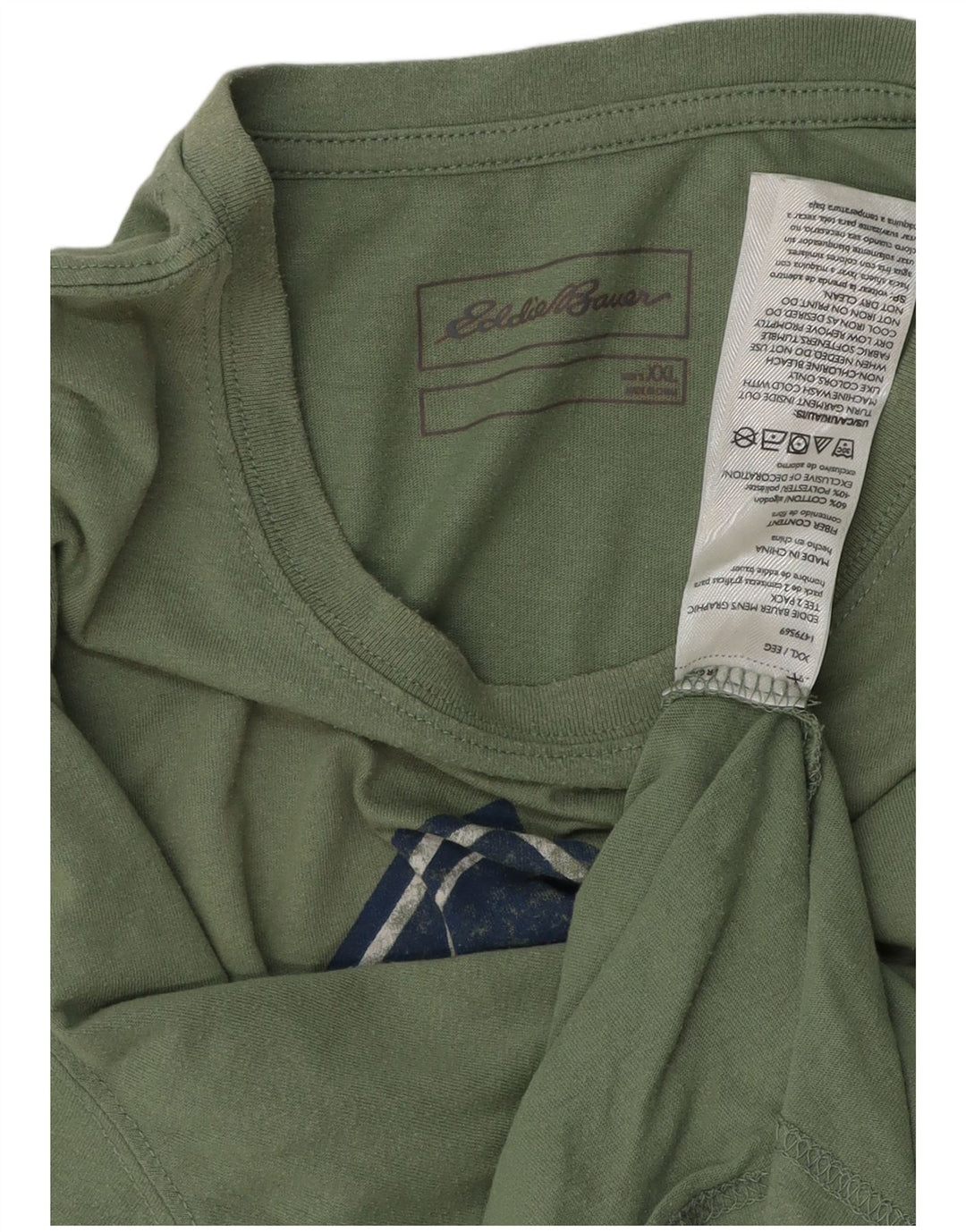EDDIE BAUER Camiseta gráfica masculina Top 2XL algodão verde