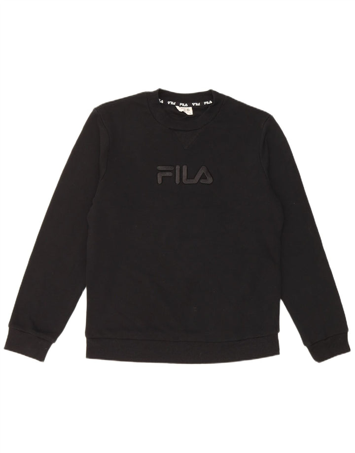 Fila moletom gráfico feminino jumper UK 10 pequeno algodão preto