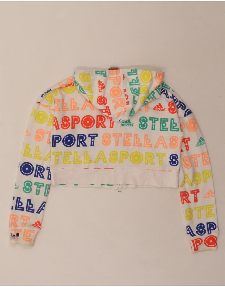 ADIDAS Womens Oversized Crop Zip Hoodie Sweater UK 0/2 2XS Multicoloured Vintage Adidas and Second-Hand Adidas from Messina Hembry 