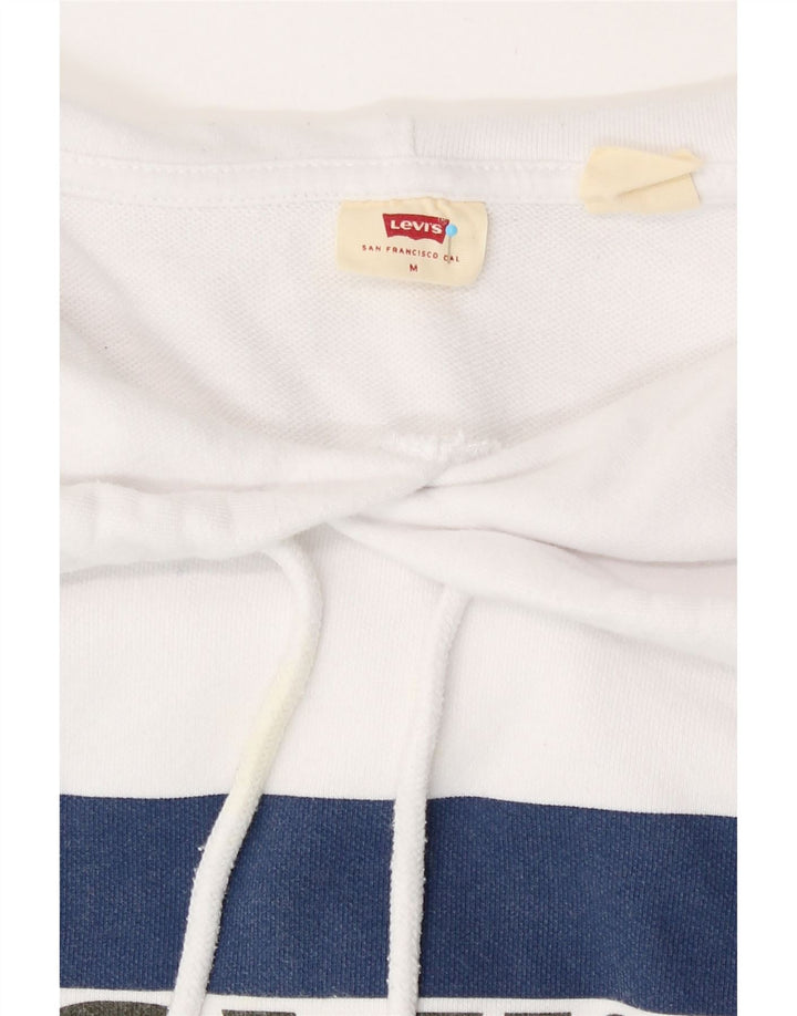 Suéter feminino Levi's com capuz grande e gráfico UK 14 algodão branco médio