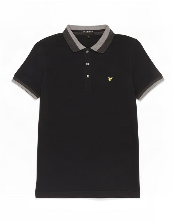 Lyle & Scott Mens Polo Shirt Medium Black Colourblock Cotton