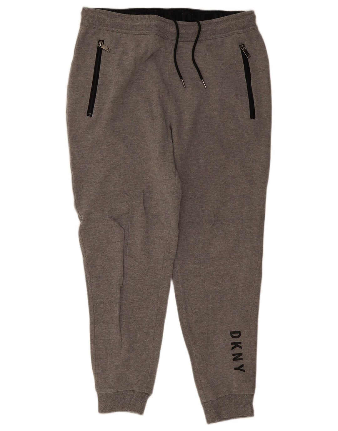 Calça esportiva masculina Dkny com estampa gráfica e algodão manchado cinza médio