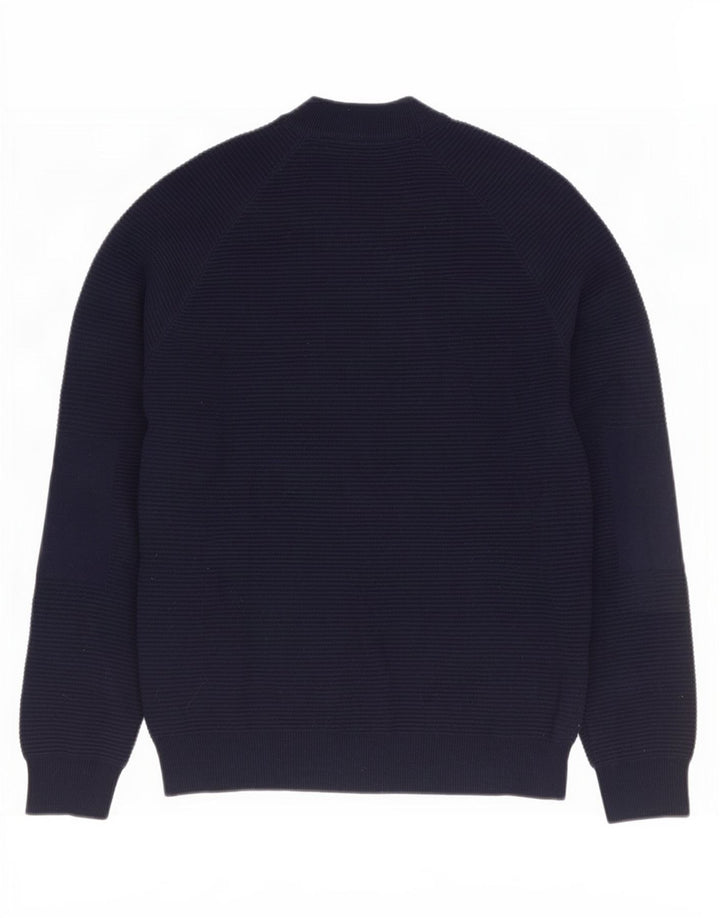 Suéter masculino Ted Baker com gola tartaruga, tamanho 3, algodão azul marinho médio