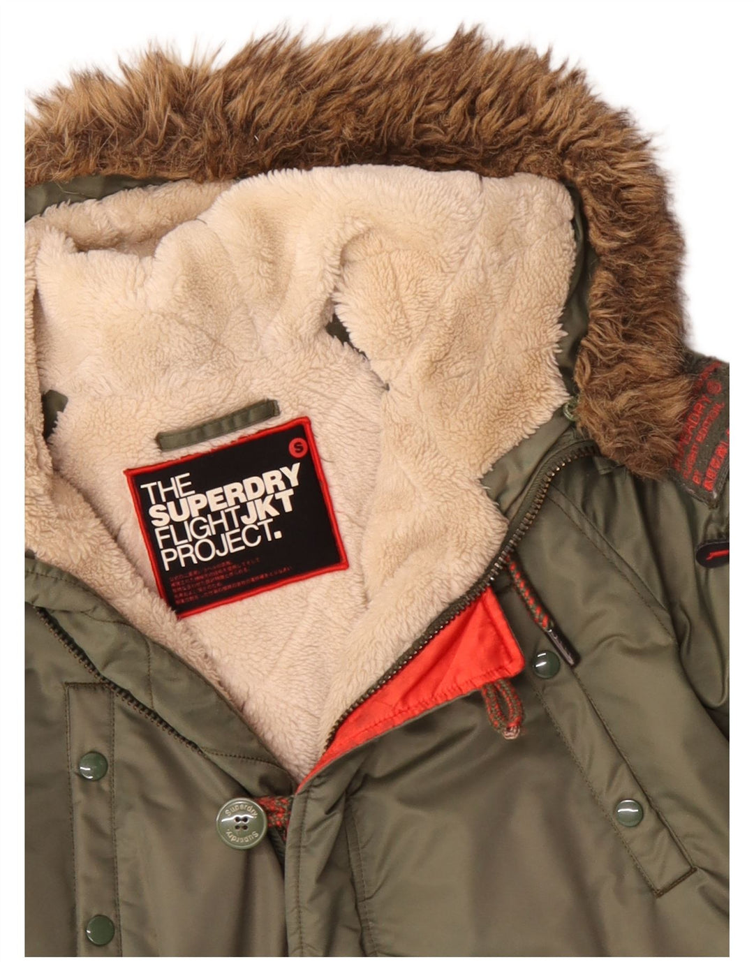 Jaqueta Parka masculina SUPERDRY com capuz Reino Unido 36 Nylon verde pequeno