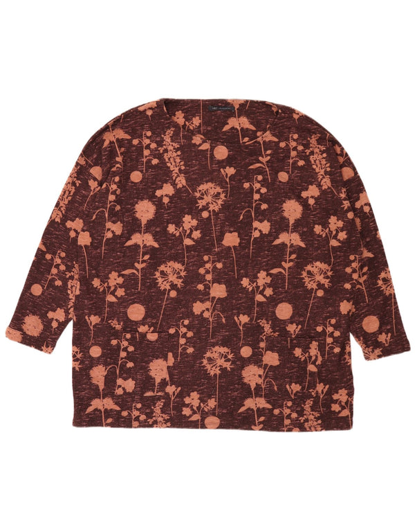 Túnica feminina de manga comprida Marks & Spencer Reino Unido 24 4XL Borgonha floral
