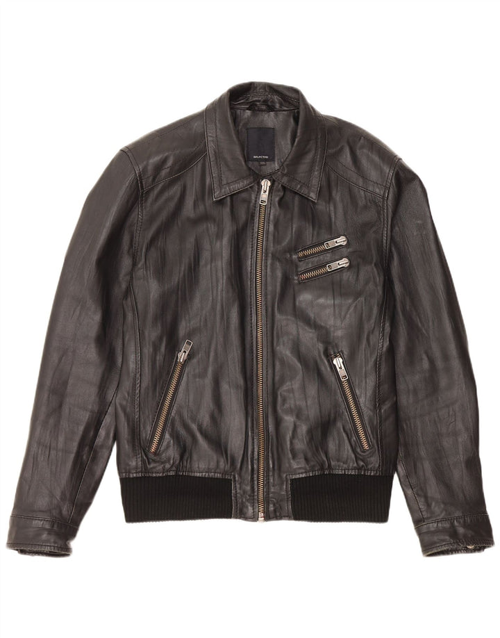 Jaqueta de couro feminina selecionada UK 20 2XL couro preto