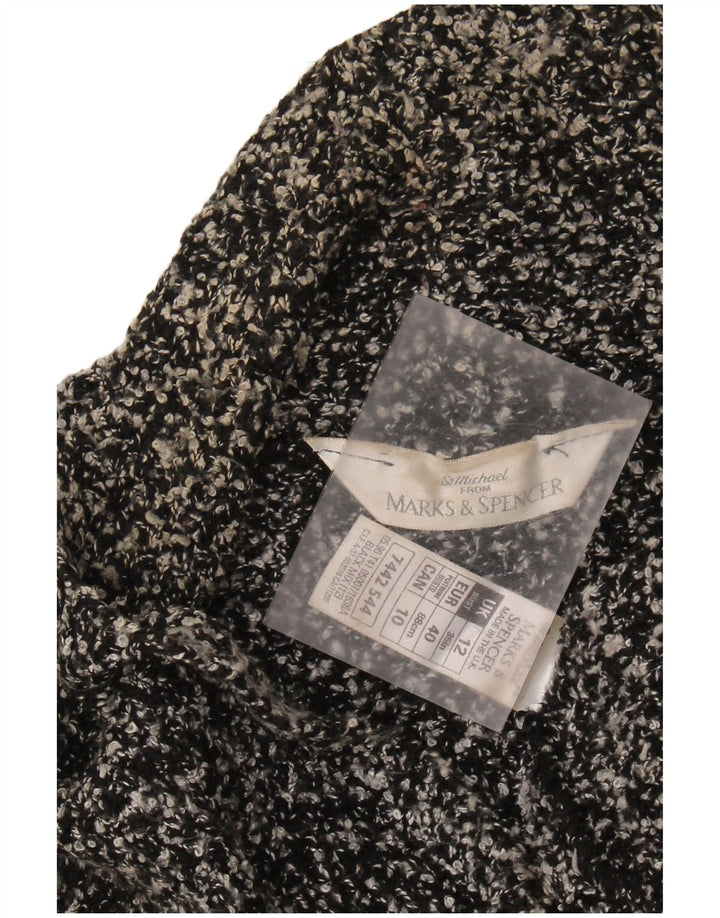 Suéter cardigã feminino MARKS & SPENCER Reino Unido 12 acrílico manchado preto médio