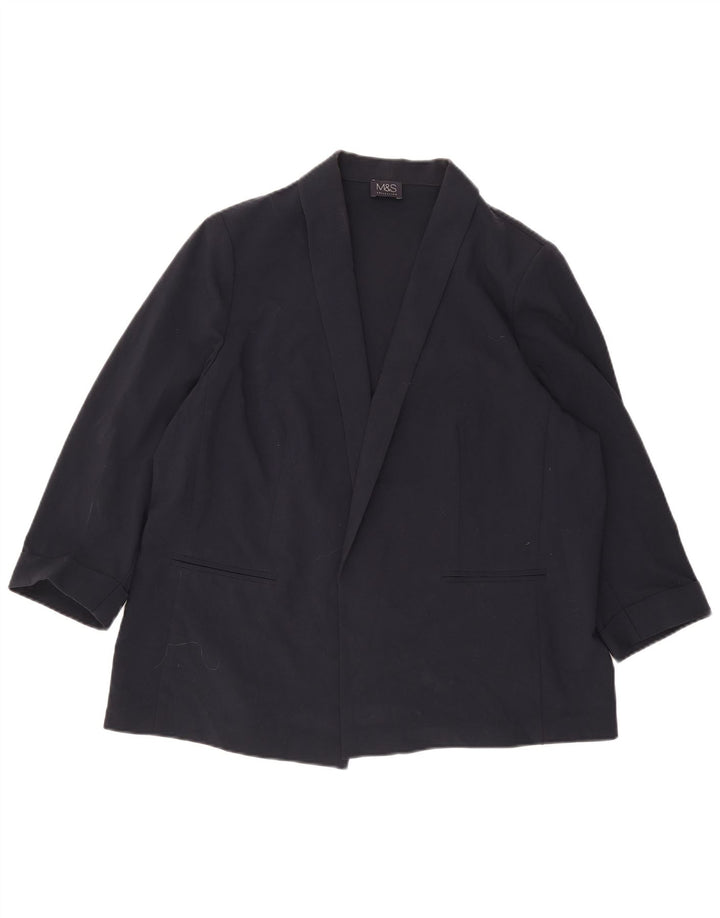 Jaqueta Blazer aberta feminina Marks & Spencer Reino Unido 20 2XL azul marinho poliéster
