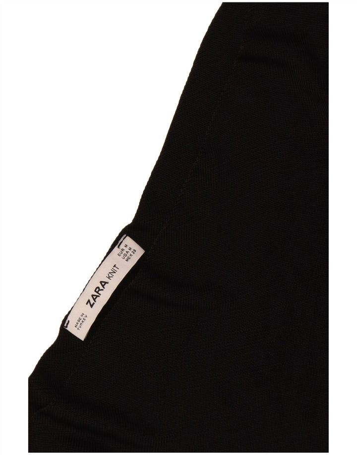Zara Womens Crop One Ombro Top UK 12 Medium Black Viscose