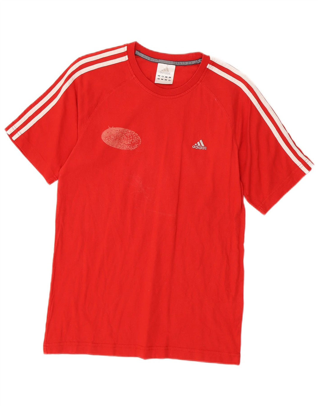 Adidas Mens T-Shirt Top Pequeno Algodão Vermelho