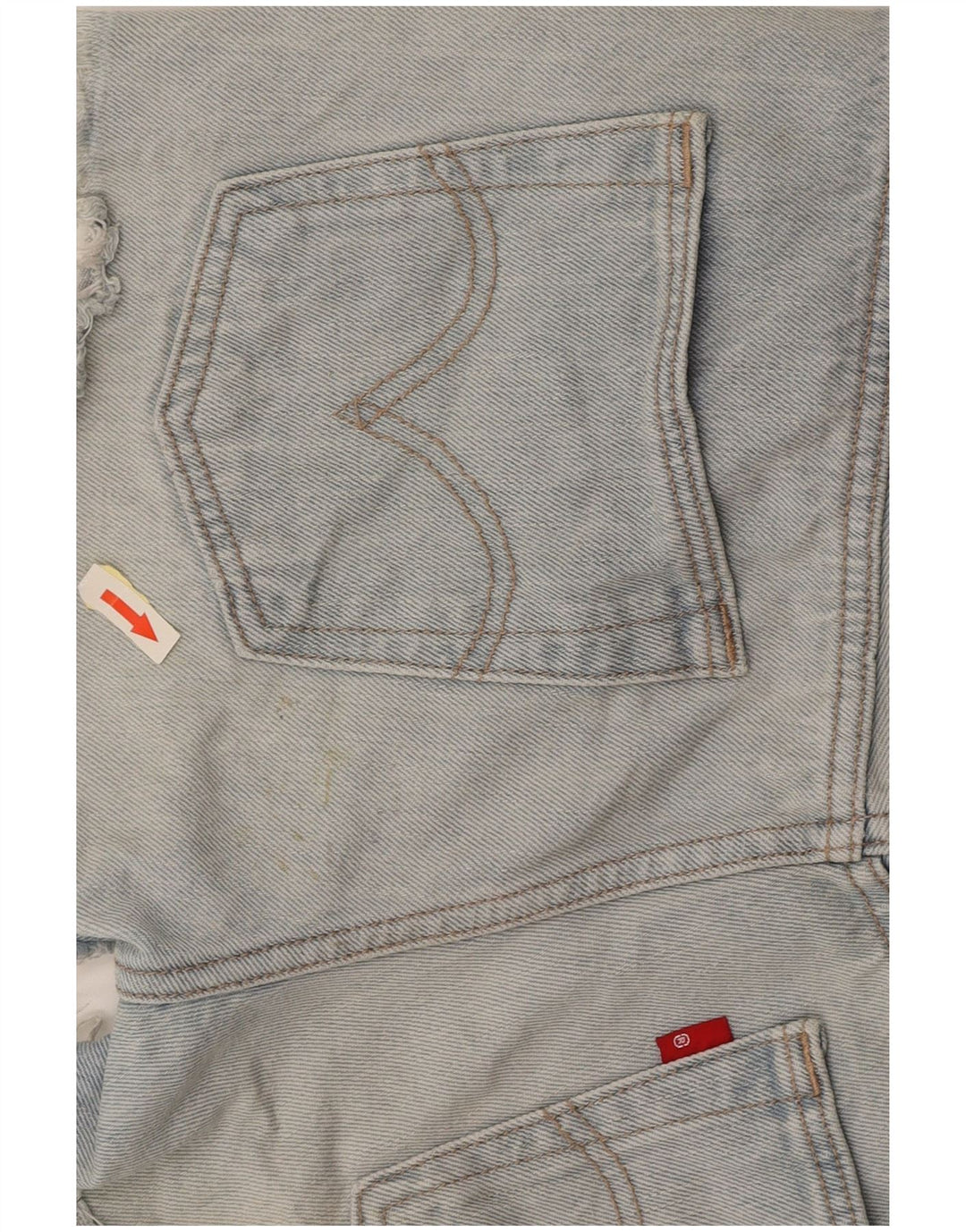 Shorts jeans feminino 501 da LEVI'S W27 pequeno azul algodão