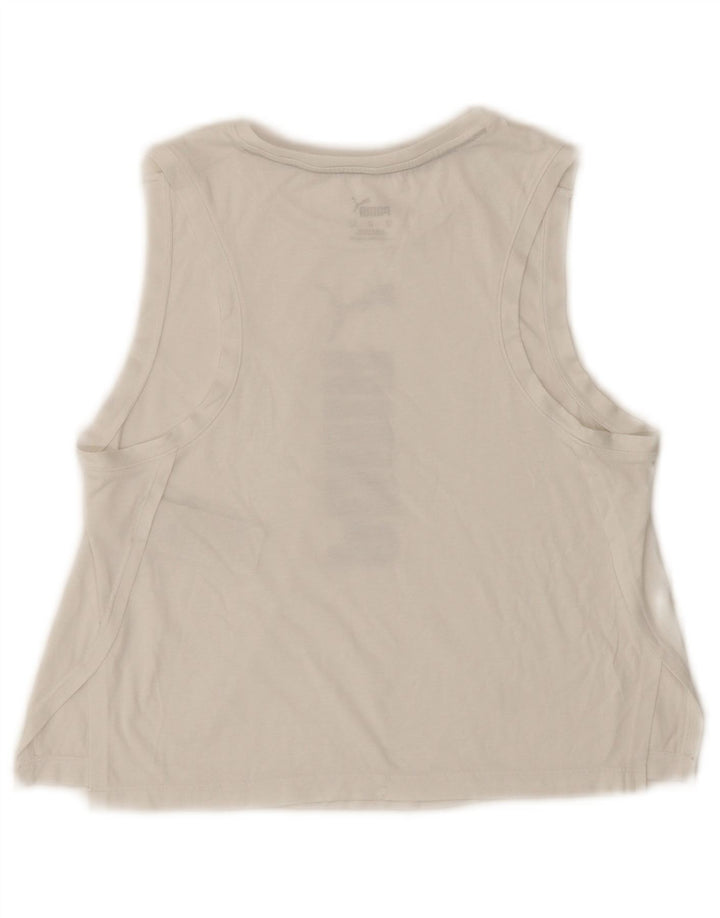 Puma Womens Crop Graphic Vest Top UK 6 XS Branco Poliéster
