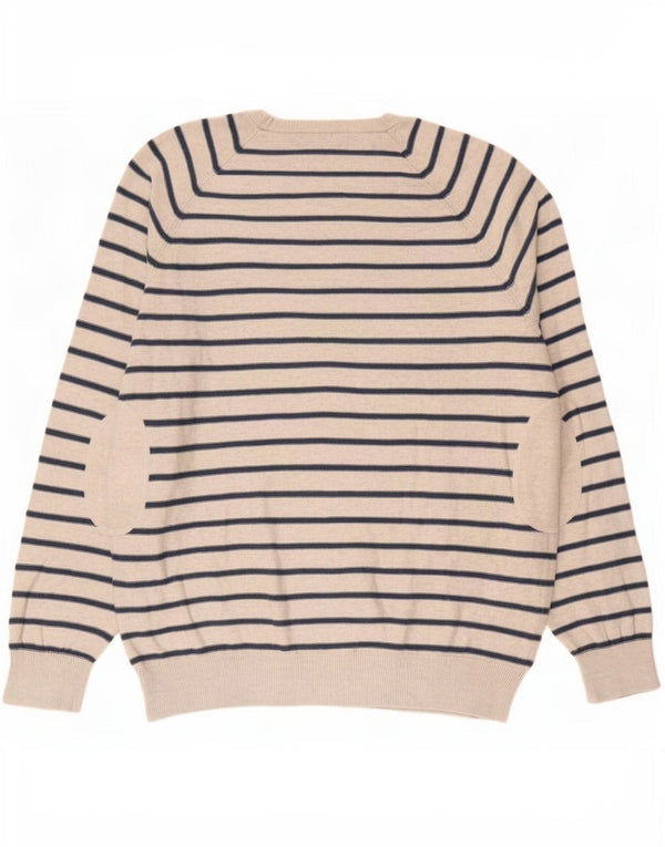 Suéter masculino Marks & Spencer com gola canoa grande listrado cinza
