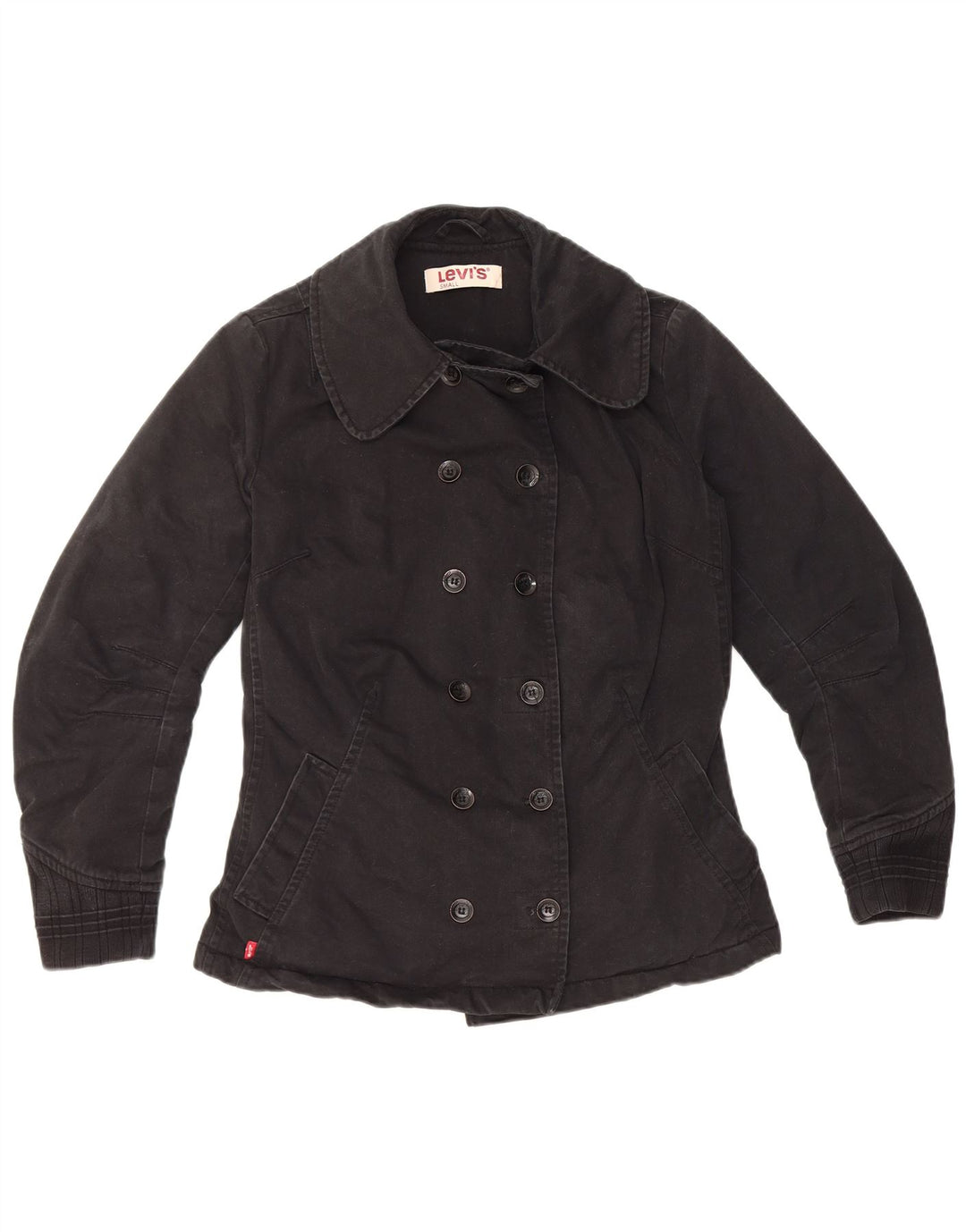 Casaco feminino LEVI'S Pea UK 10 pequeno algodão preto