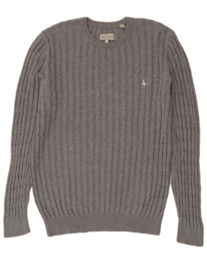 Suéter masculino Jack Wills com gola redonda e algodão cinza médio