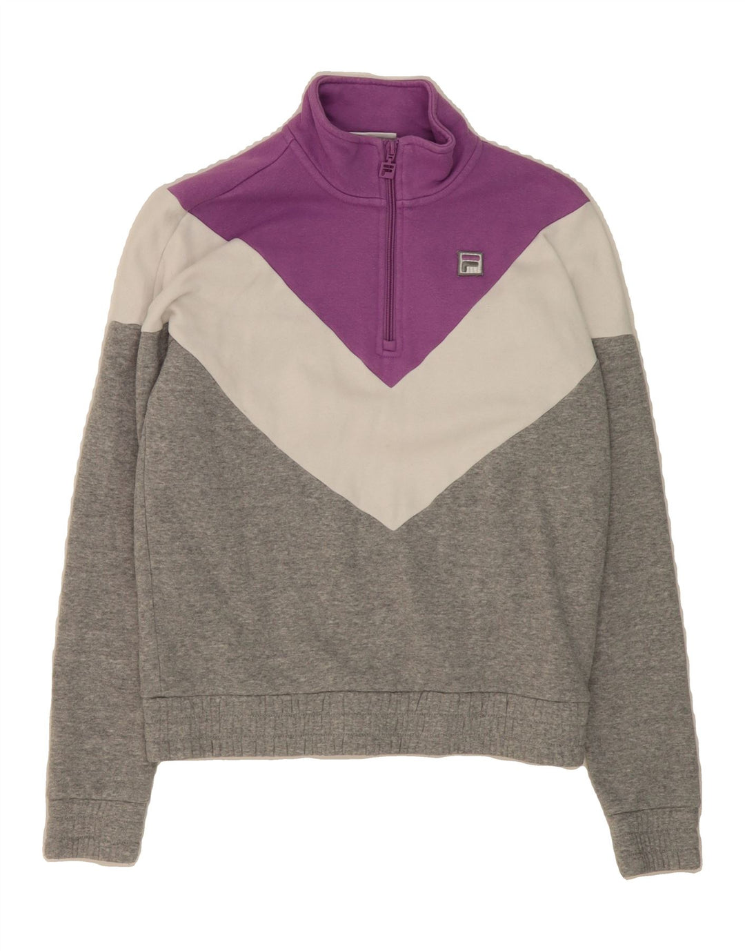 FILA Womens Oversized Sweatshirt Jumper UK 6 XS Multicoloured Colourblock Vintage Fila and Second-Hand Fila from Messina Hembry 