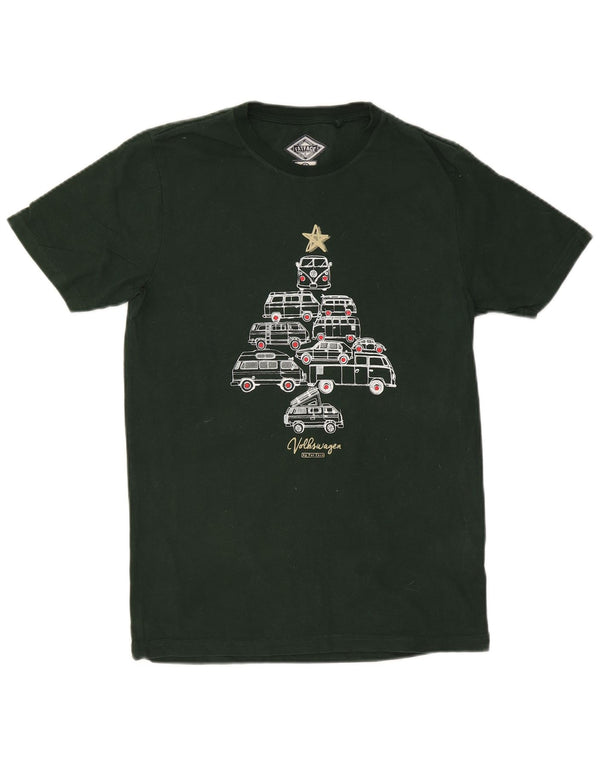 Camiseta gráfica masculina Fat Face Top pequeno algodão verde