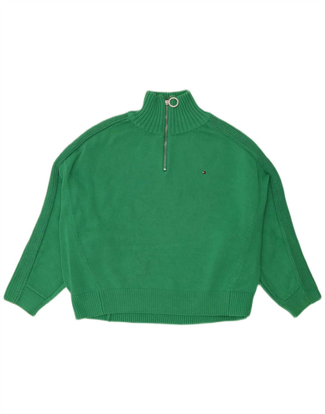 Suéter feminino Tommy Hilfiger com zíper e gola grande, Reino Unido 14, médio, verde