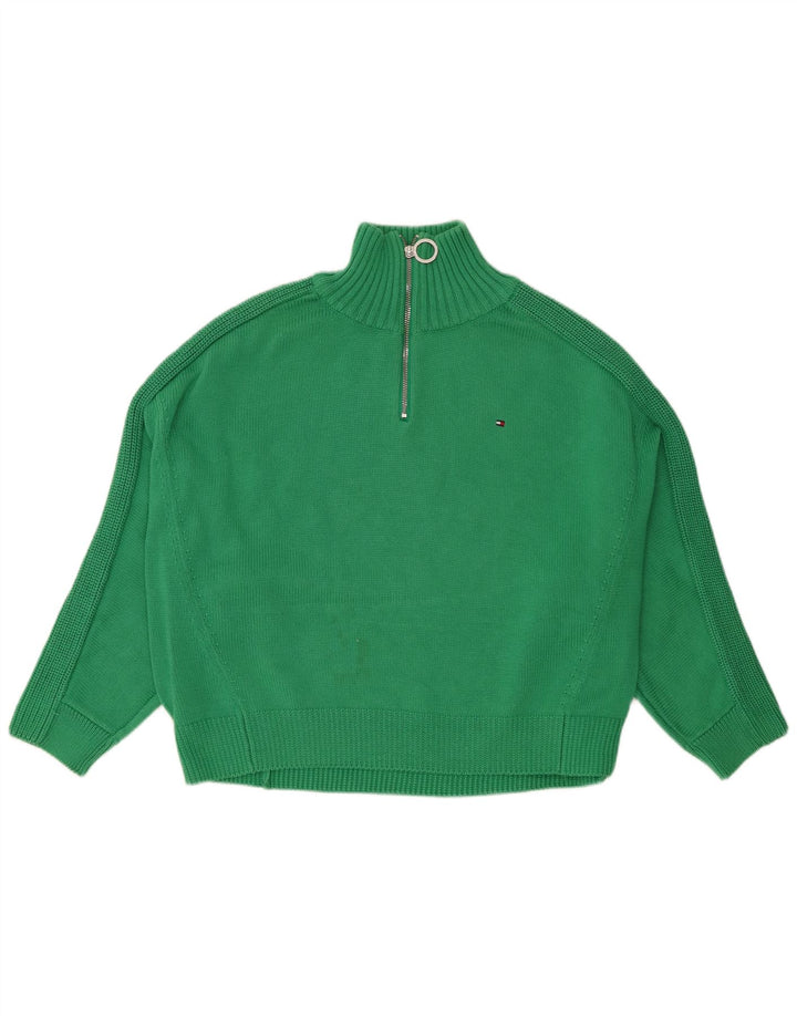 Suéter feminino Tommy Hilfiger com zíper e gola grande, Reino Unido 14, médio, verde