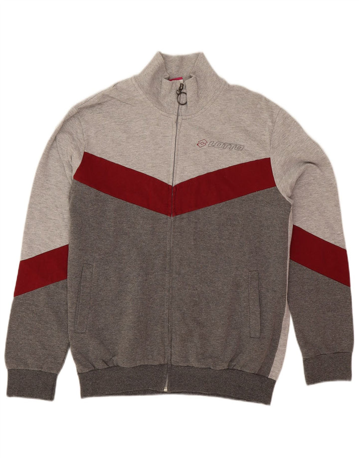 Lotto Womens Graphic Tracksuit Top Jacket UK 14 Medium Grey Colourblock