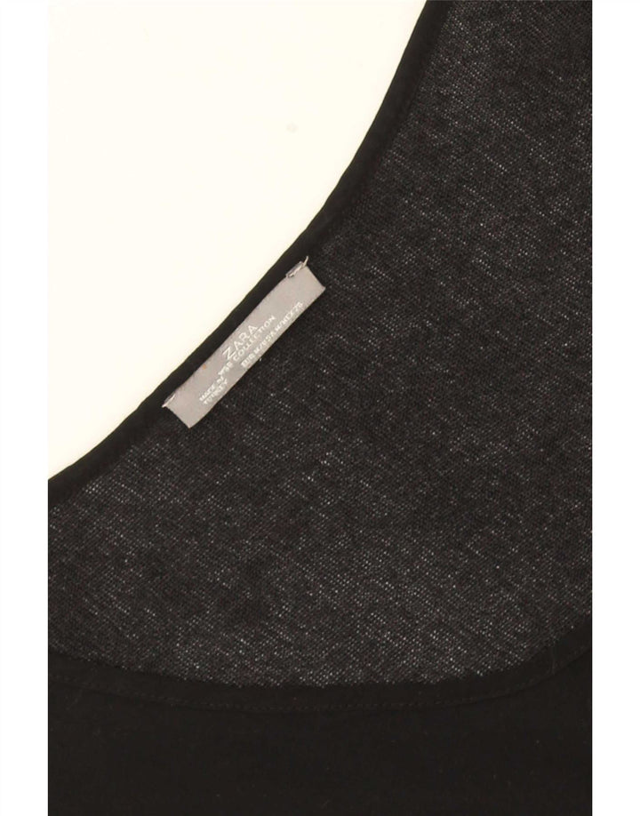 Zara Top feminino oversized manga 3/4 Reino Unido 14 médio preto