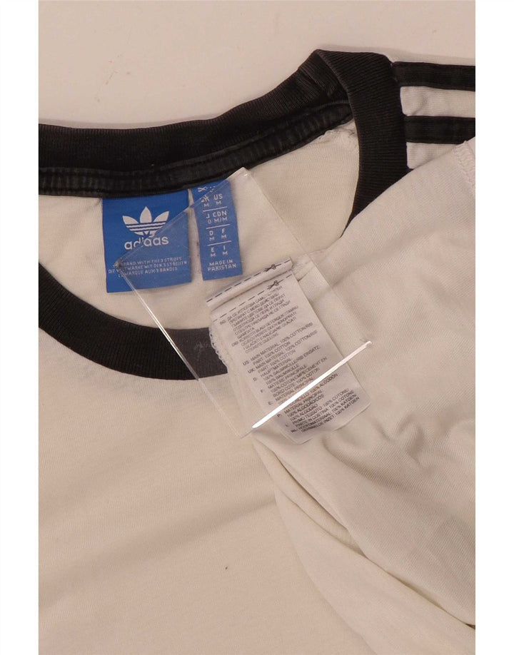 Adidas Mens Camiseta Top Médio Algodão Branco