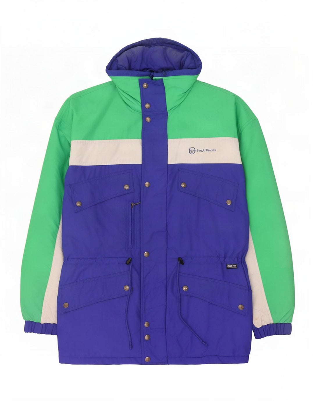 Jaqueta de esqui masculina com capuz Sergio Tacchini IT 54 2XL azul Colourblock poliamida