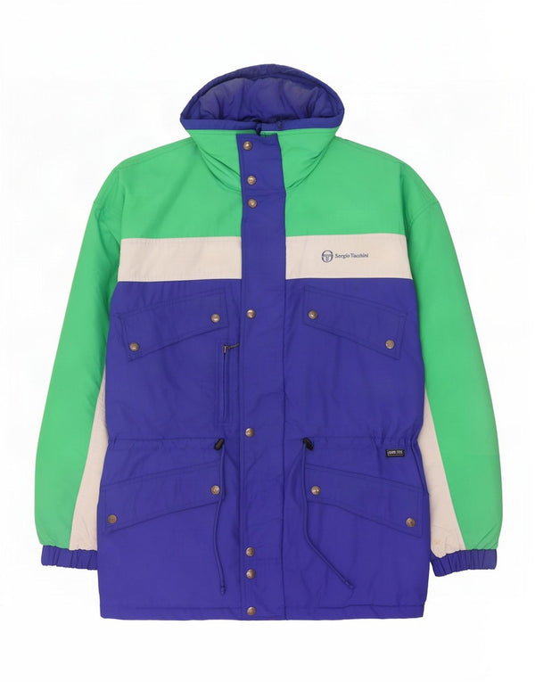 Jaqueta de esqui masculina com capuz Sergio Tacchini IT 54 2XL azul Colourblock poliamida