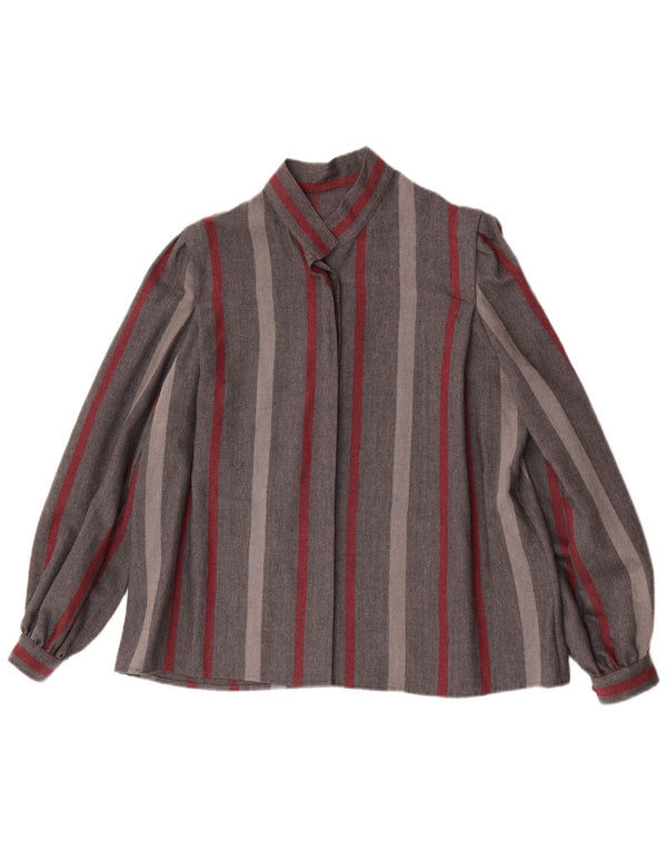 Blusa feminina vintage UK 18 XL listrada cinza