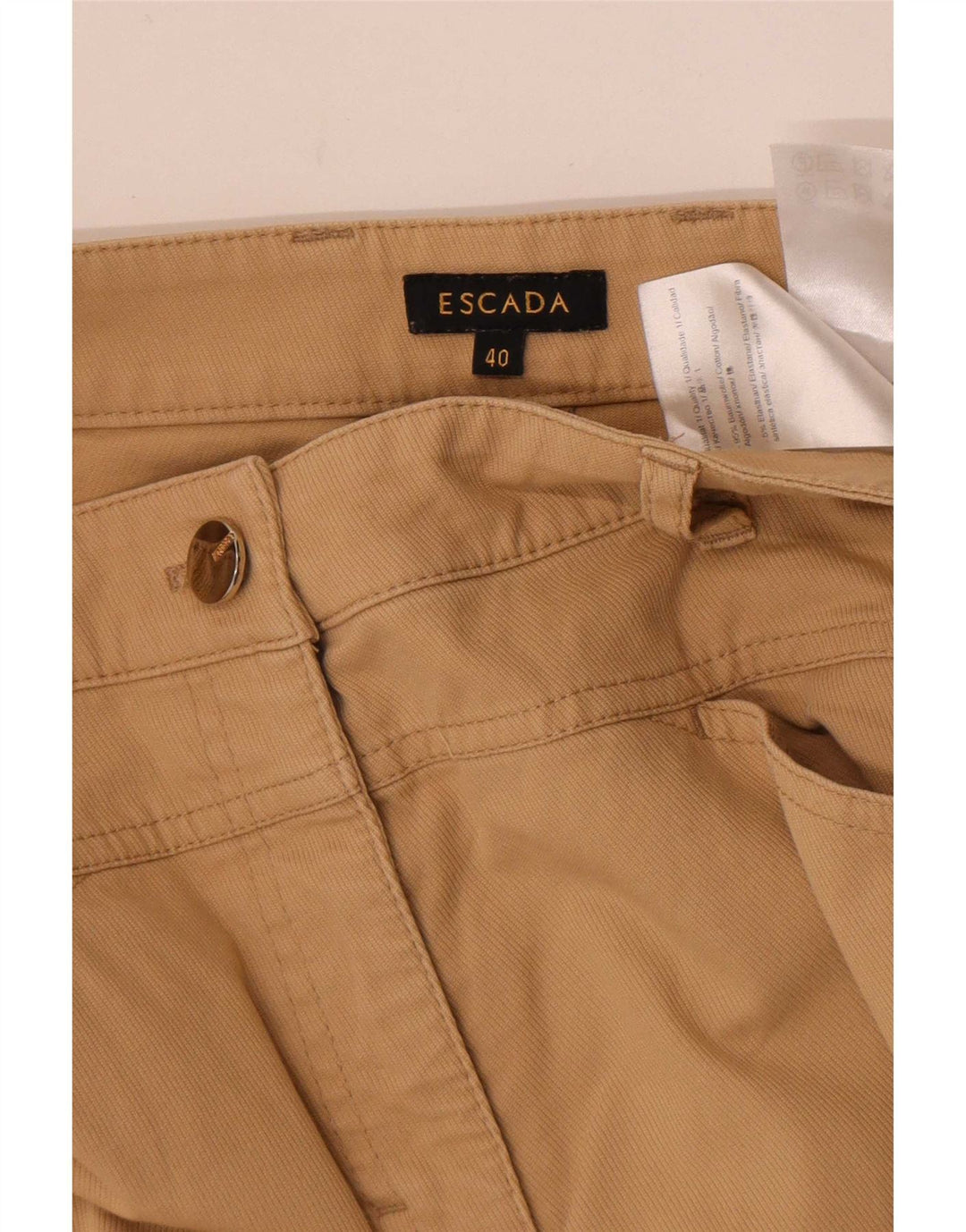 Escada Calça Chino Feminina Reta EU 40 Médio W30 L28 Algodão Bege
