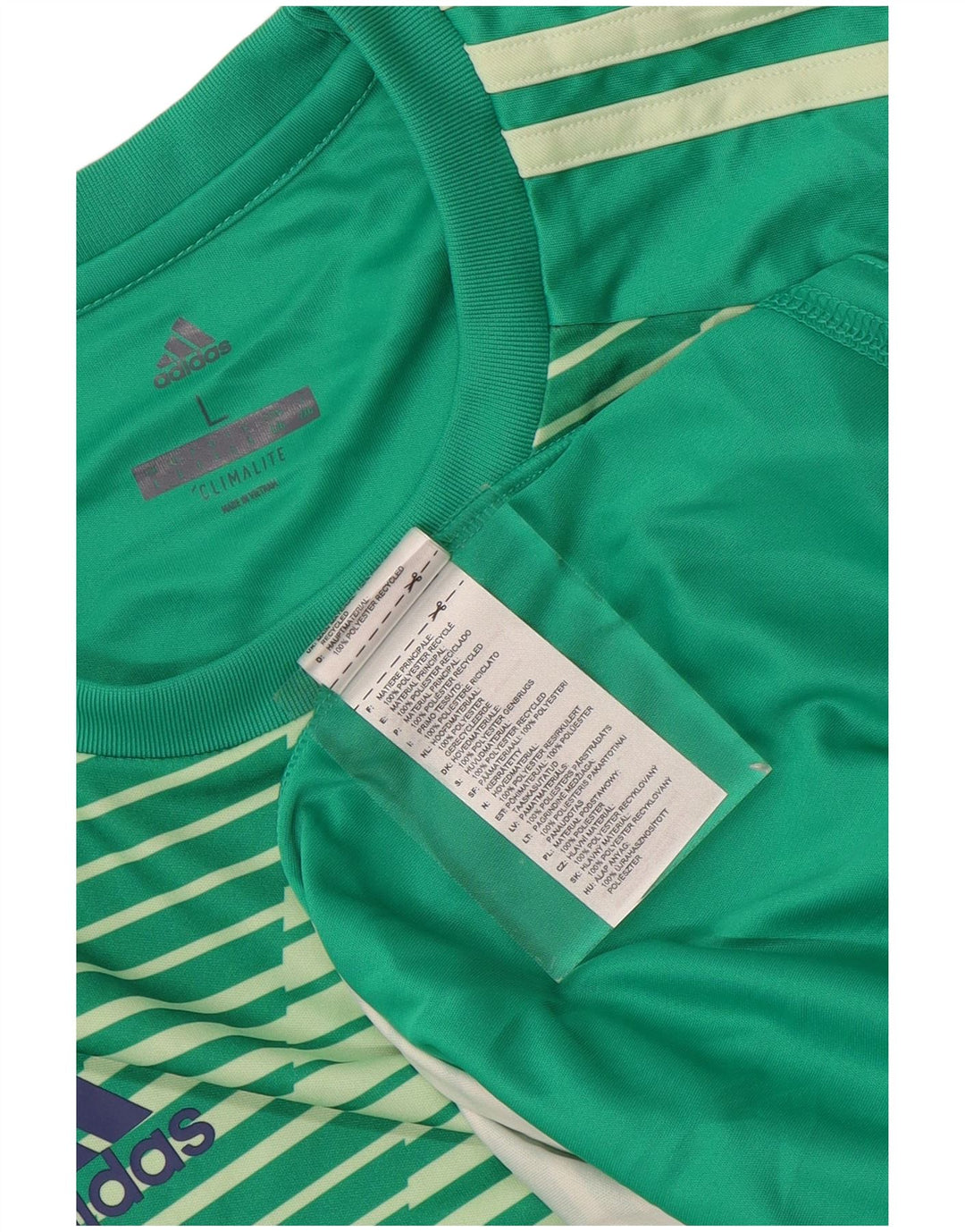 ADIDAS Mens Climalite Camiseta Top Grande Listrado Verde Poliéster