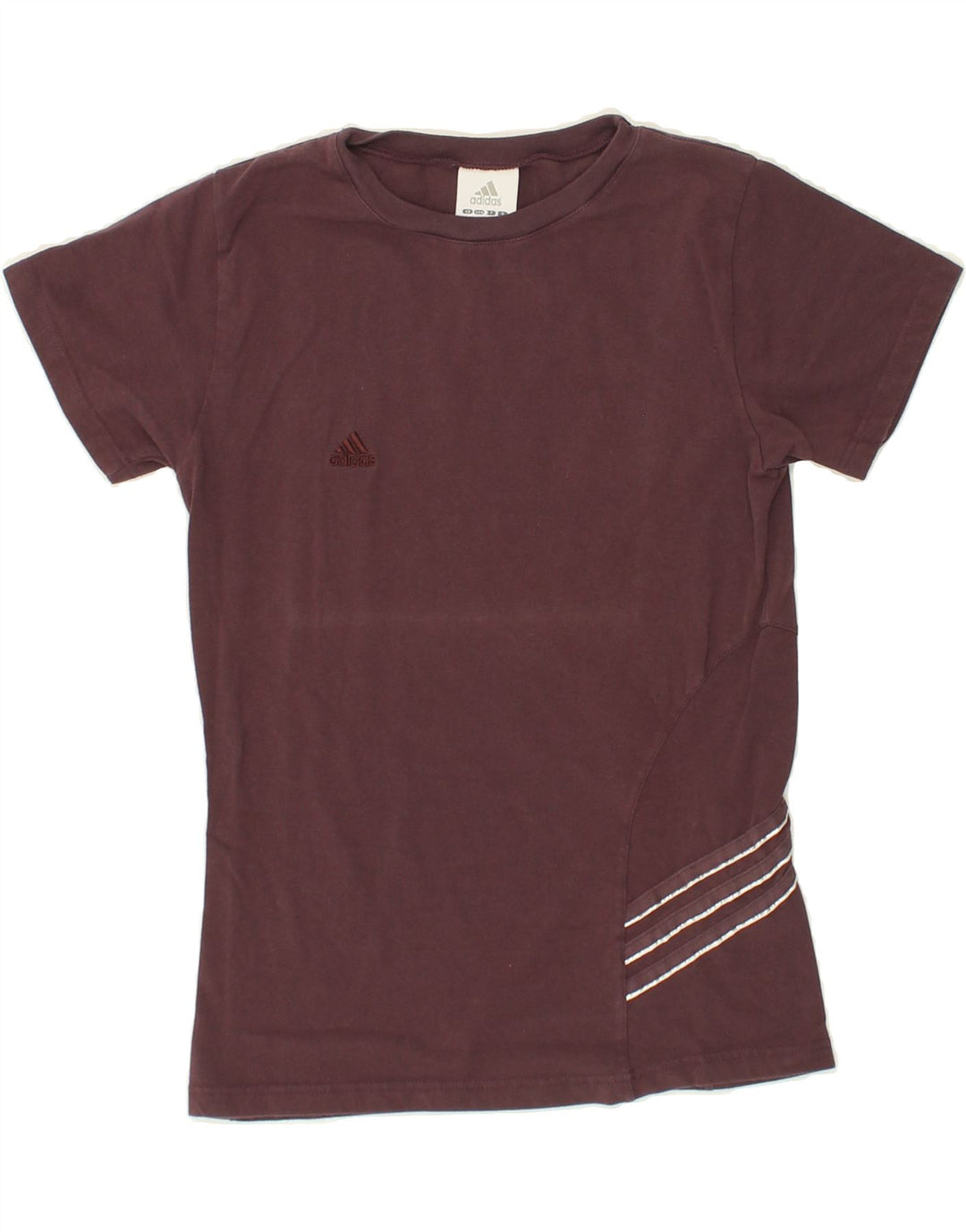 ADIDAS Womens T-Shirt Top UK 14 Large Maroon Cotton Vintage Adidas and Second-Hand Adidas from Messina Hembry 