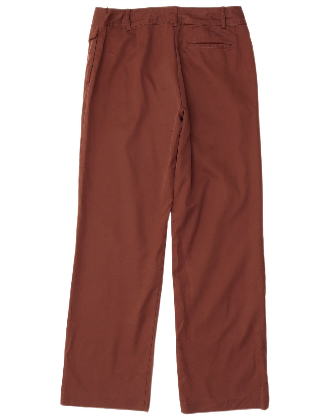 Calça feminina reta casual IZOD US 4 pequena W30 L31 poliéster marrom