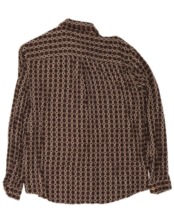 Camisa Vintage Menino 15-16 Anos XL Marrom Geométrica