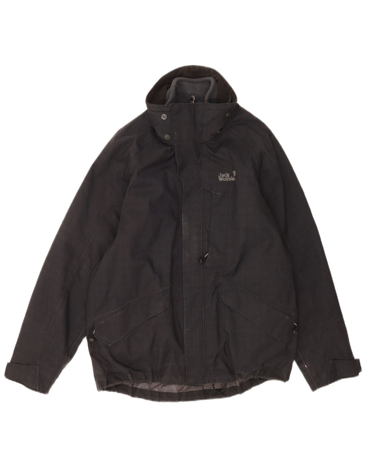 Jaqueta corta-vento masculina Jack Wolfskin Reino Unido 36 poliéster preto pequeno