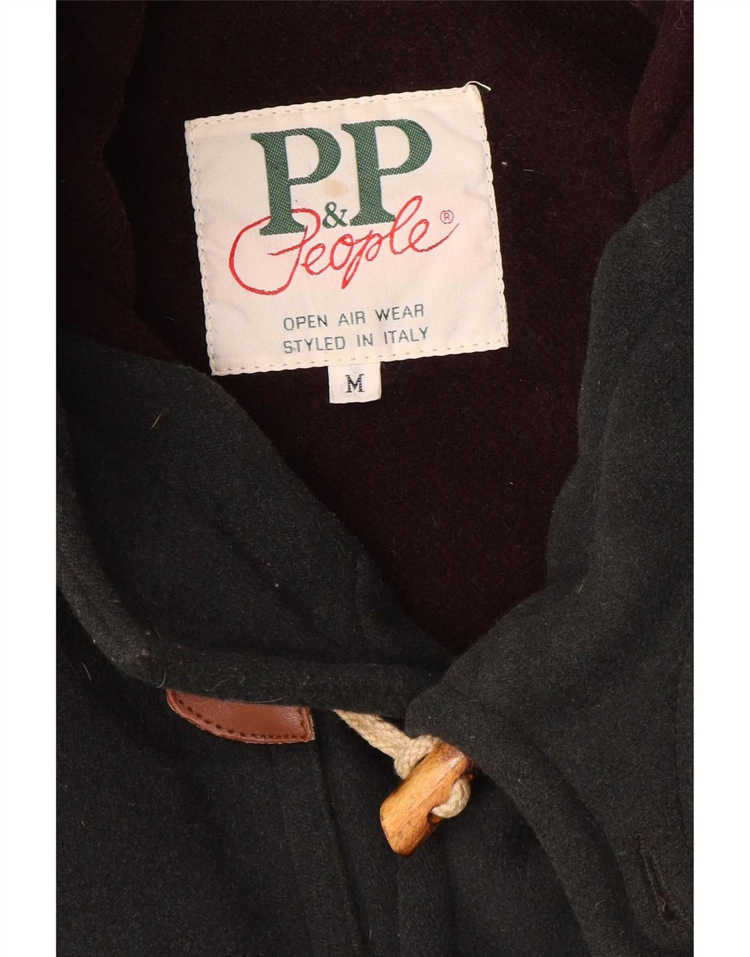 Casaco Duffle Masculino com Capuz P&P People Reino Unido 38 Lã Verde Médio