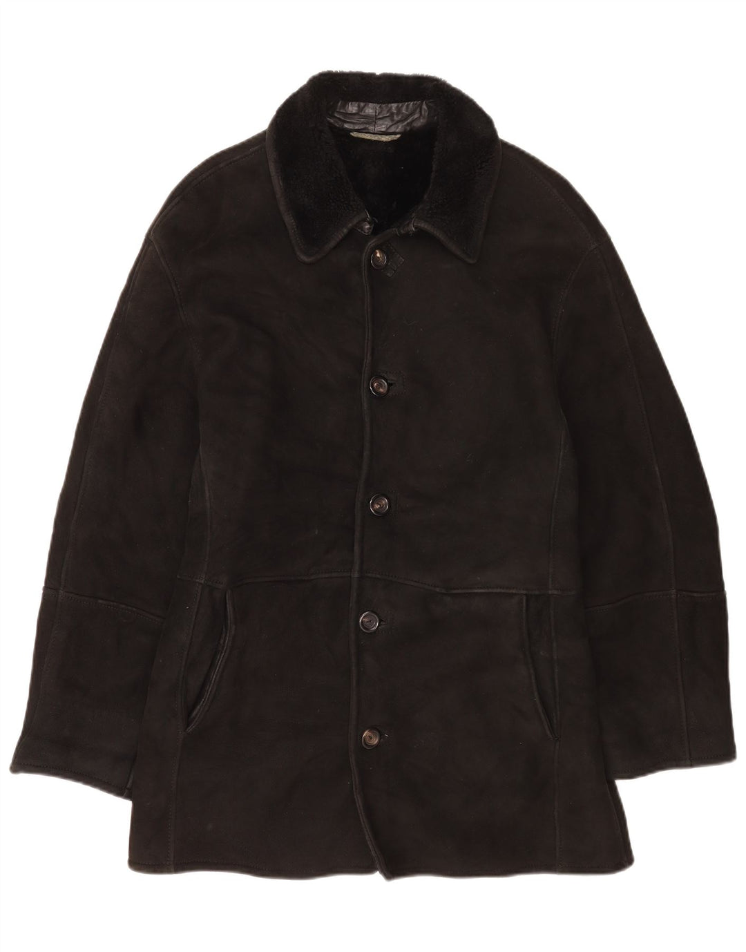 Jaqueta masculina de shearling da Gimo UK 40 grande preta