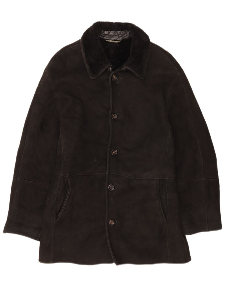 Jaqueta masculina de shearling da Gimo UK 40 grande preta