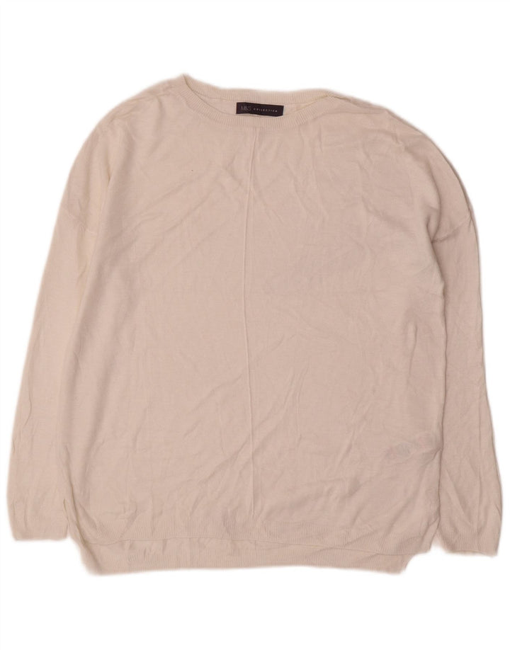 Suéter feminino Marks & Spencer com gola canoa UK 14 médio off white