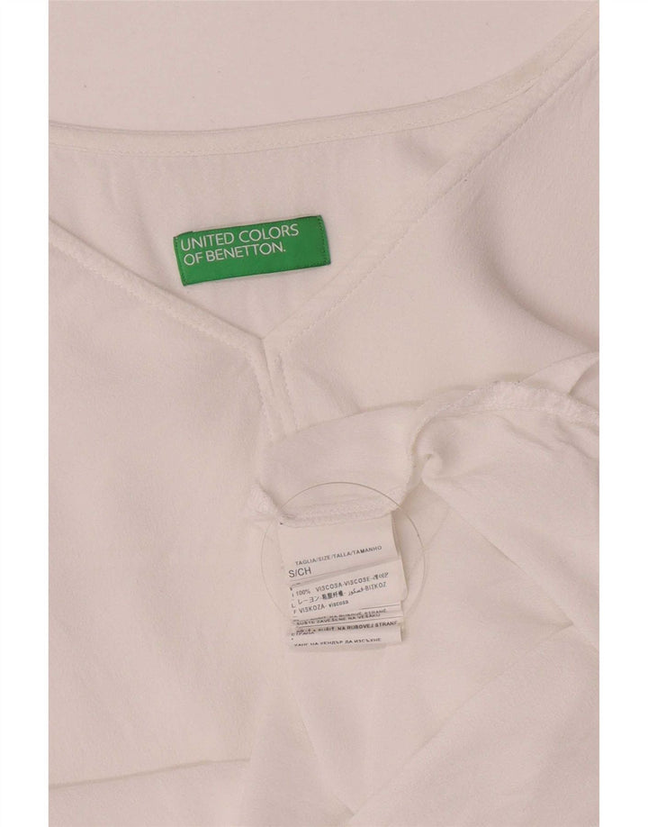 Benetton Crop Top Feminino Manga Longa UK 10 Pequeno Viscose Branca